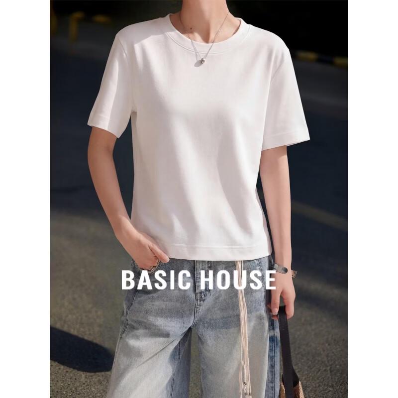 Basic House Women s Pure Cotton Round Neck Short Sleeve T-shirt S