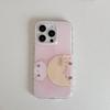 Cartoon INS Pink Background Cute Cat & Girl Lovely Phone Case for iPhone 17 16 15 14 13 Pro Max Back Phone Cover Capa