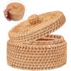 Cabilock Small Wicker Basket with Lid Mini Rattan Storage Basket Round Hand Woven Boxes with Lid Wicker Organizer Bin Pot Container for Snacks Gobang