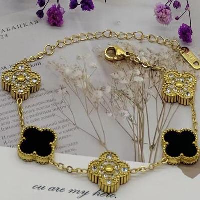 13mm Four-leaf Clover Bracelet Titanium Steel Furnace Vacuum 18k Double-sided White Mother-of-pearl Bracelet