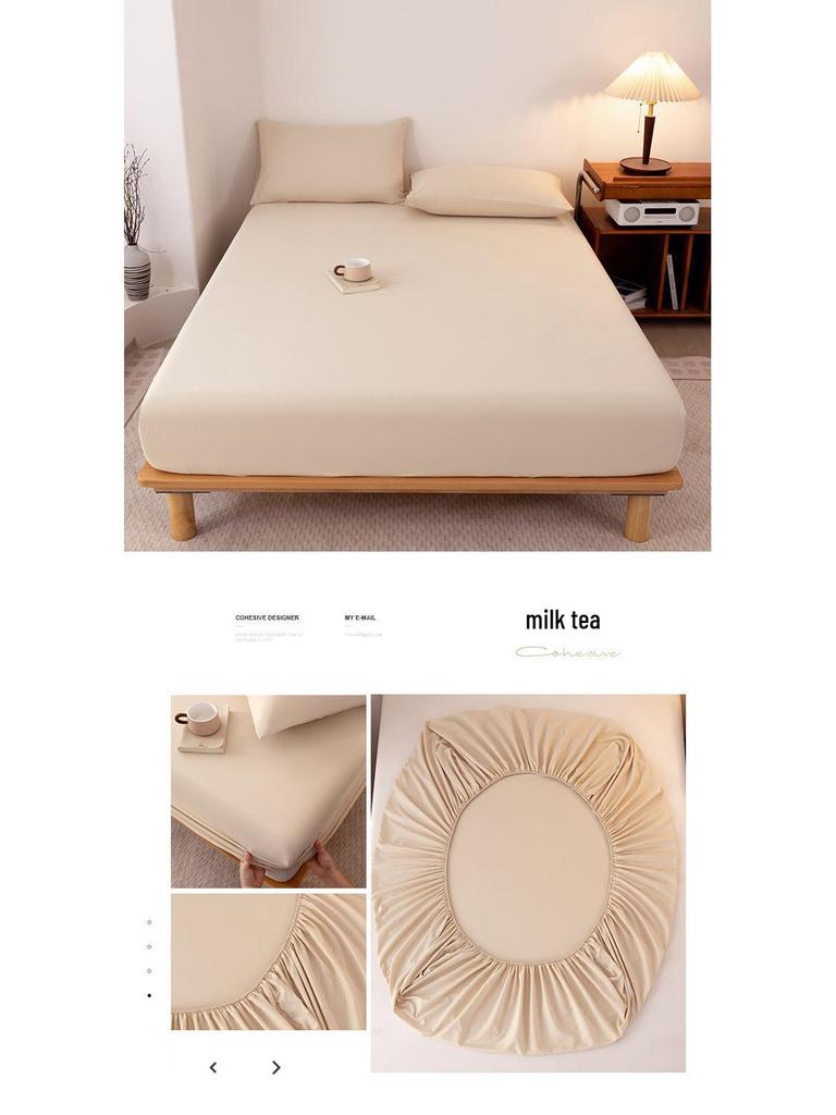 2025 Washed Flannel Solid Color Fitted Sheet: Non-Slip All-Inclusive Mattress Protector Bedspread