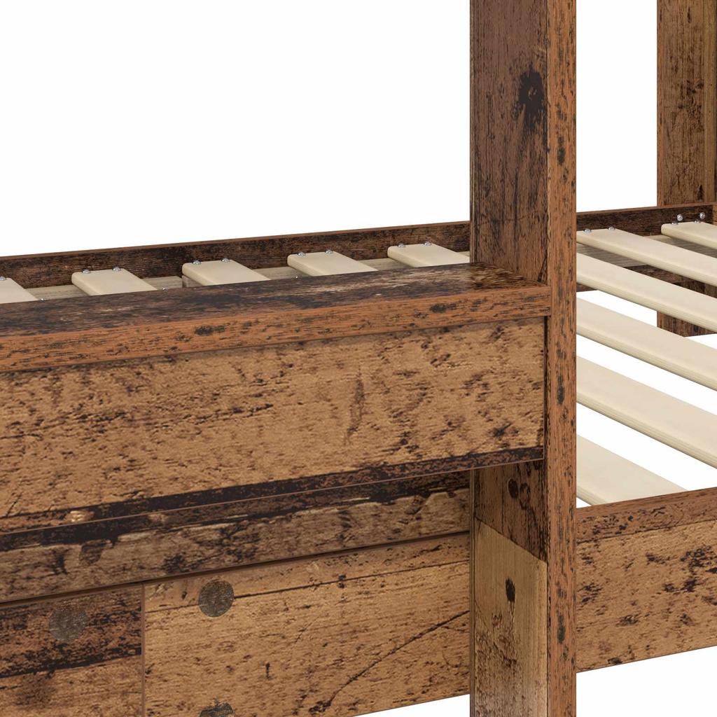 Kids Bunk Bed Reclaimed Wood Look 75 x 190 cm Particleboard