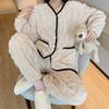 Ladies Pyjama Women Winter Flannel Pajama Set Fleece Pajamas Sleepwear Thick Warm Velvet Female Homewear Suit Cute Sweet Pijama