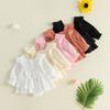 Citgeett Autumn Infant Baby Girl Bodysuit Dress Puff Long Sleeve Bow Ruffled Tiered Jumpsuit Spring Clothes