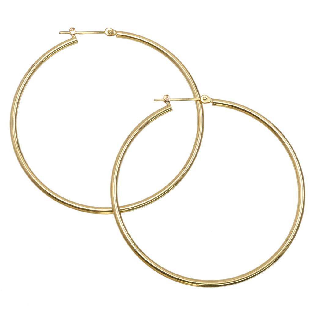 K18 Gold Hoop Earrings 50mm 2mm Width 1 Pair [Speranza] Women's