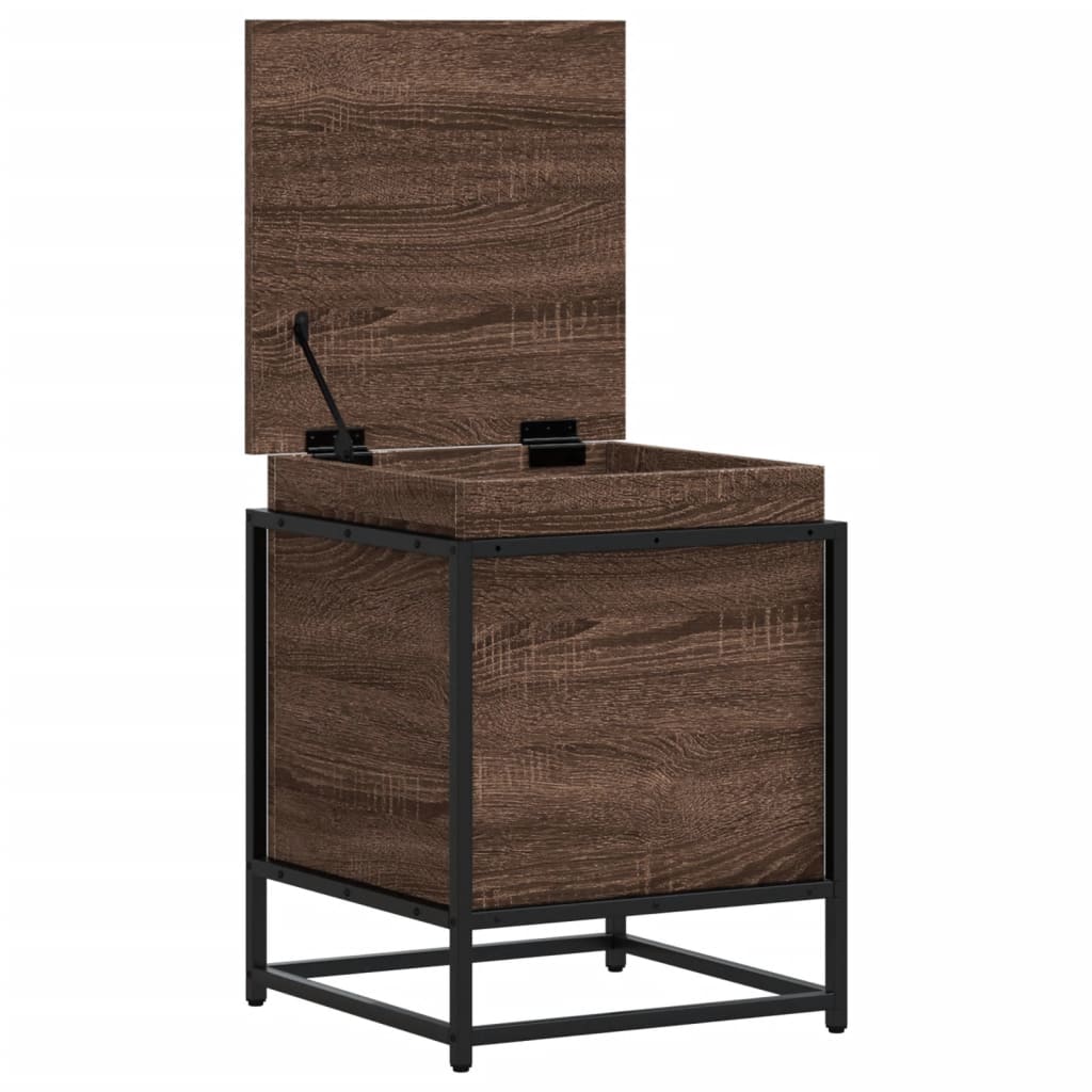 Storage Box with Lid Oak Look 40x40x51.5 Cm