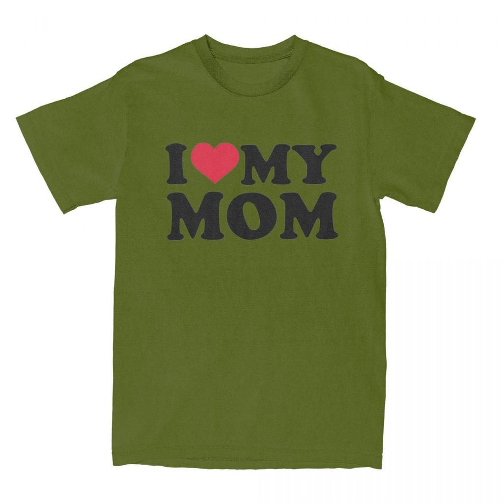 I Love My Mom T Shirt Apparel for Unisex Women Pure Cotton Vintage Gift for Mother Tee Shirt Short Sleeve Clothes Unique