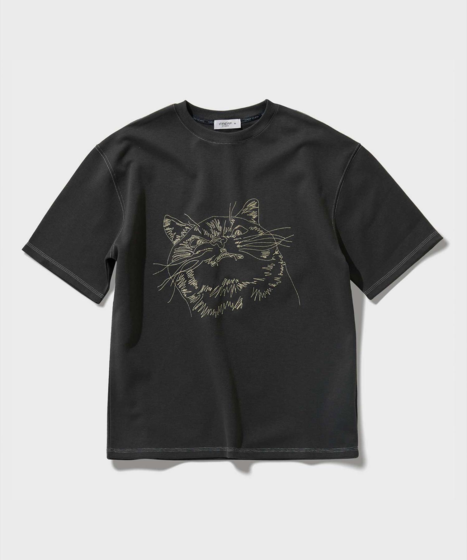 Pep Studio Artwork Animal Embroidery Short Sleeve T-Shirt (Charcoal) Charcoal/M