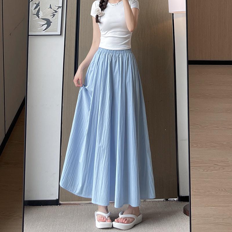Yamamoto Women's High Waist A-Line Midi Culottes - Summer 2025 Ice Silk Casual Wide Leg Pants