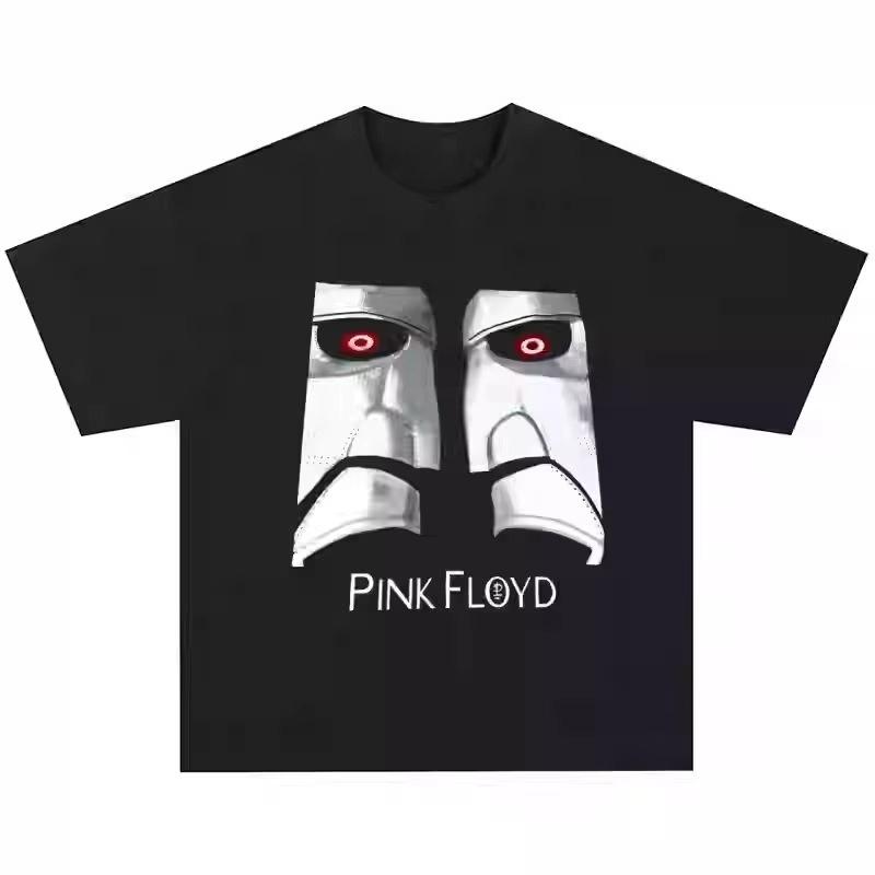 Pink Floyd band rock American retro mens and womens pure cotton Tshirts street hiphop shortsleeved Vintage loose clothes S