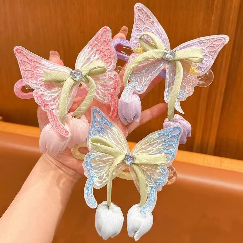 Clips de păr cu fundă mare fluture, accesoriu de păr prințesă pentru capul din spate al fetei, clips tip cioc de rață