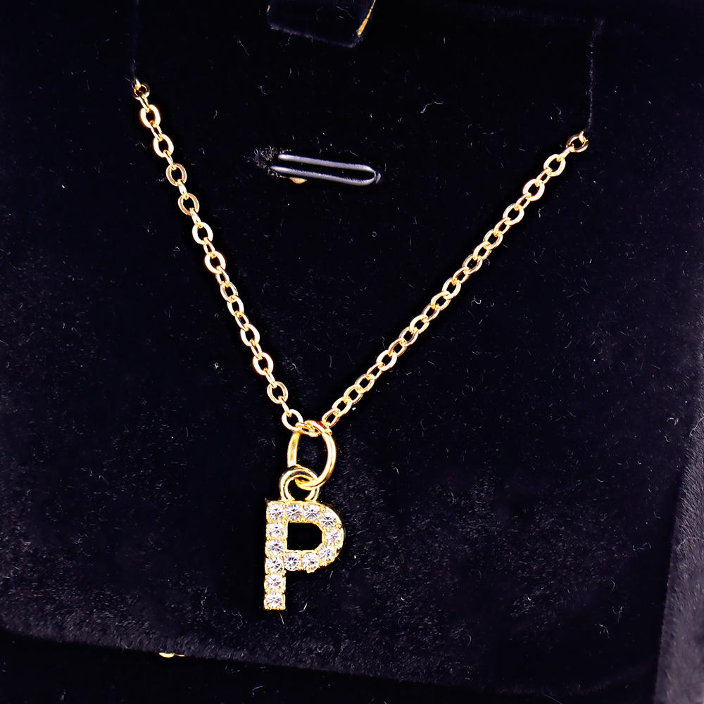 Kpop Shining A-Z Letter Pendant Charm Necklace 26 Initial Alphabet Name Golden Clavicle Chain Party Valentine's Day Jewelry Gift