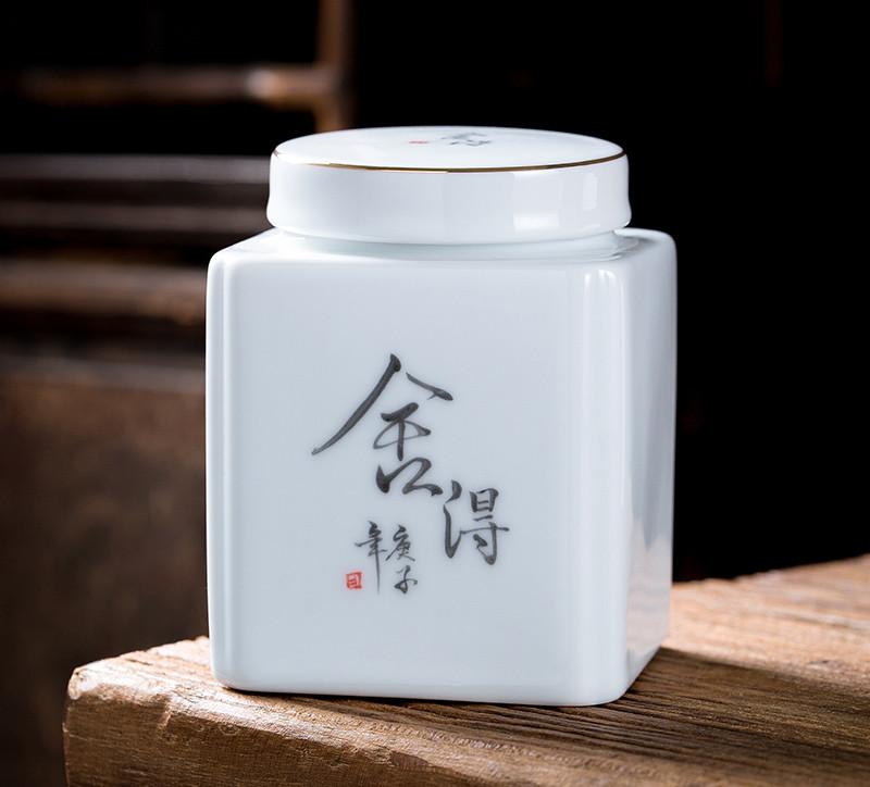 Креатив квадратной формы керамический контейнер для чая Портативная герметичная банка Чайные коробки Органайзер для специй Конфеты Кофе Резервуар для хранения сухофруктов A 10x12cm  750ml