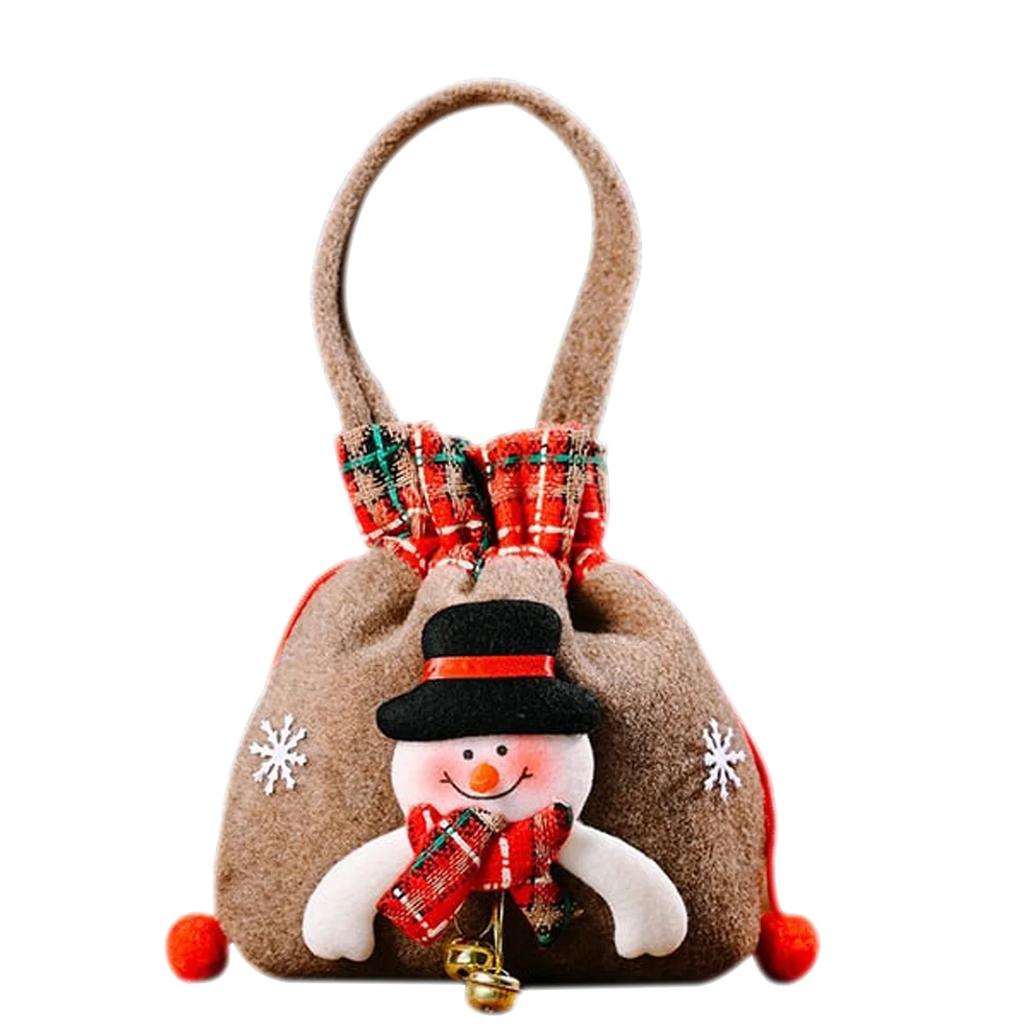 Sacs Cadeaux de Noël Pour Enfants Emballage de Fêtes Portable Grande Capacité Réutilisable Motif Bonhomme de Neige Cerf Père Noël DIY Avec Cordon de Serrage