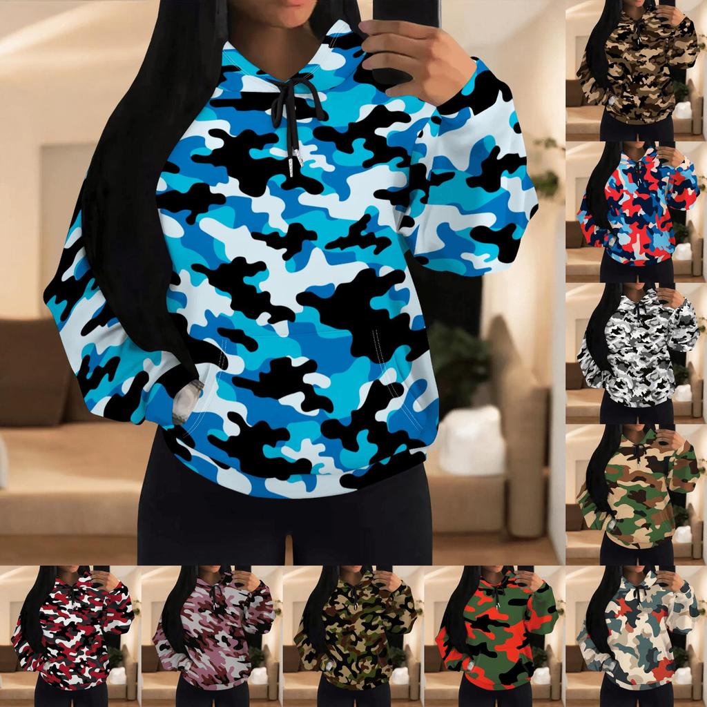 European & American Multi-color Camouflage Hoodie with Patch Pockets (H10552)