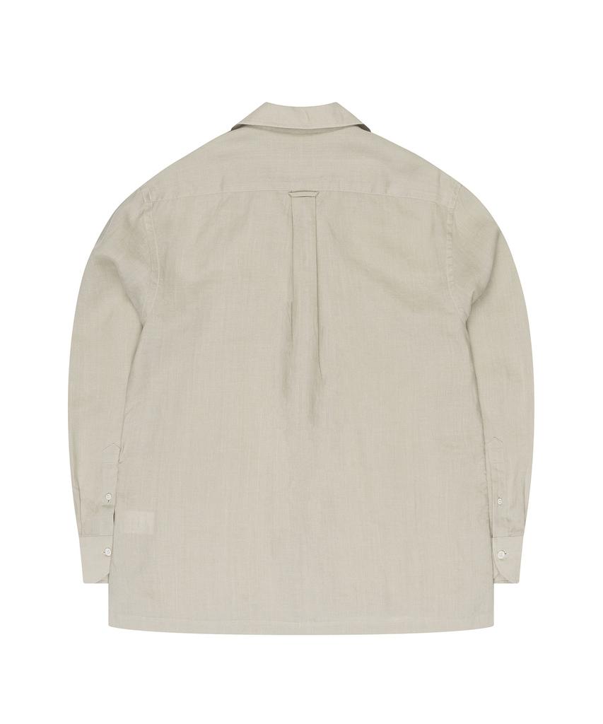 PRODESHIRT [Semi-Oversized] Cuban Open Collar Linen Shirt (Grey)