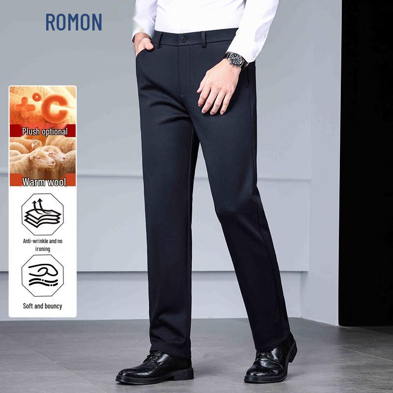 

ROMON Men s Wool Blend Straight-Leg Dress Trousers 34