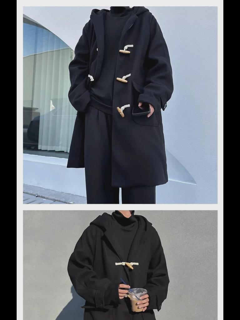 Pánský kabát z tlusté vlny v korejském stylu: Pohledný, Hřejivý, Špičkový, Volný, Ke kolenům pro Podzim/Zimu