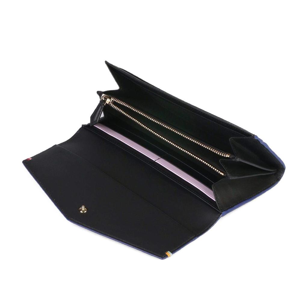 Paul Smith Flap Long Wallet with Highlight Authentic Gift and Shopping Bag 883732 BPW266 No Women's Stitching, Box, Set, (Black, Personalization)