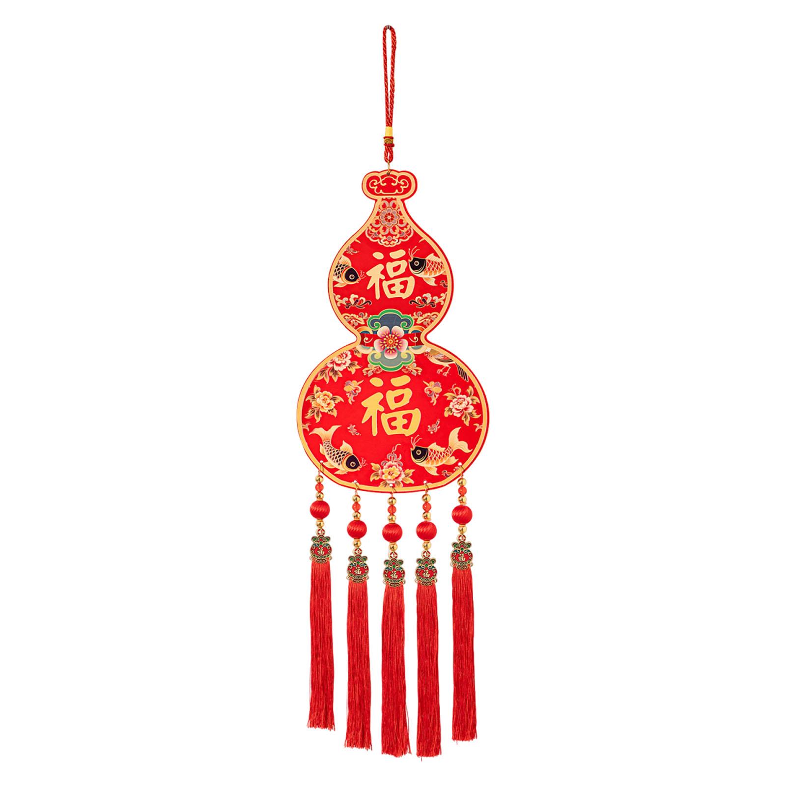 

Chinese Style New Year Gourd Hanging Ornament Traditional Good Luck Decorative Bless Gift for Spring Festival Home Entrance Door красный