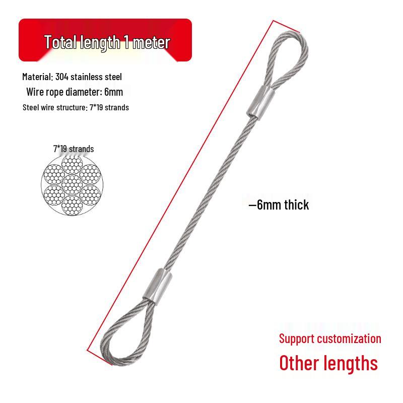 Rust-Proof, Wear-Resistant Steel Wire Rope with Aluminum Head - High Load-Bearing, Corrosion-Resistant, Thickened for Outdoor Industrial Safety
