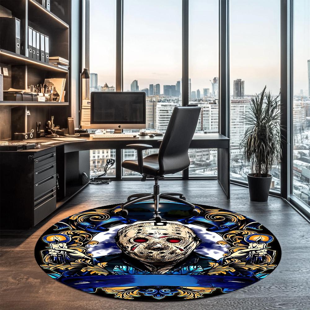 Friday the 13th Printed Round Rug Carpet Chair Rug Area Rug Entryway Doormats,for Office Chair Living Room Bedroom Kitchen Room.