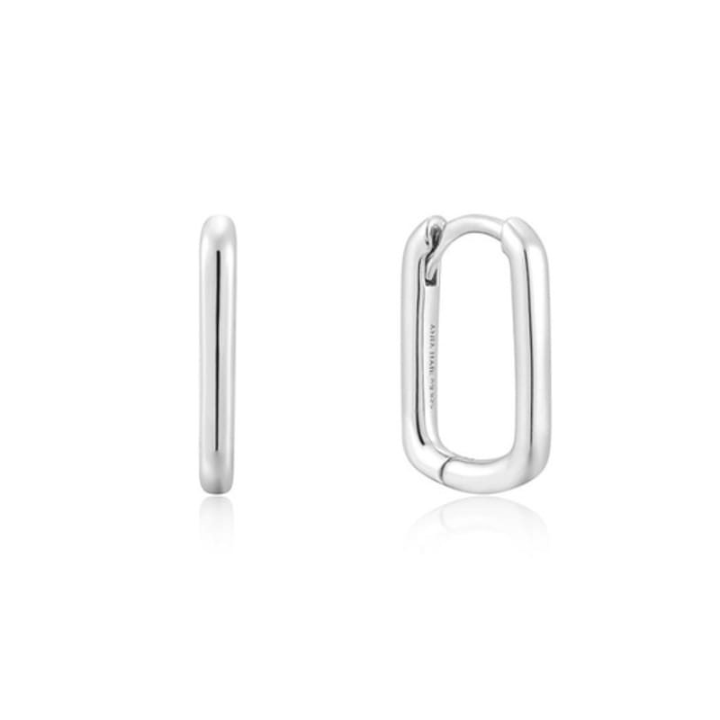 ANIA HAIE Large Oval 925 Silver Hoop Ring Earrings E059-08H