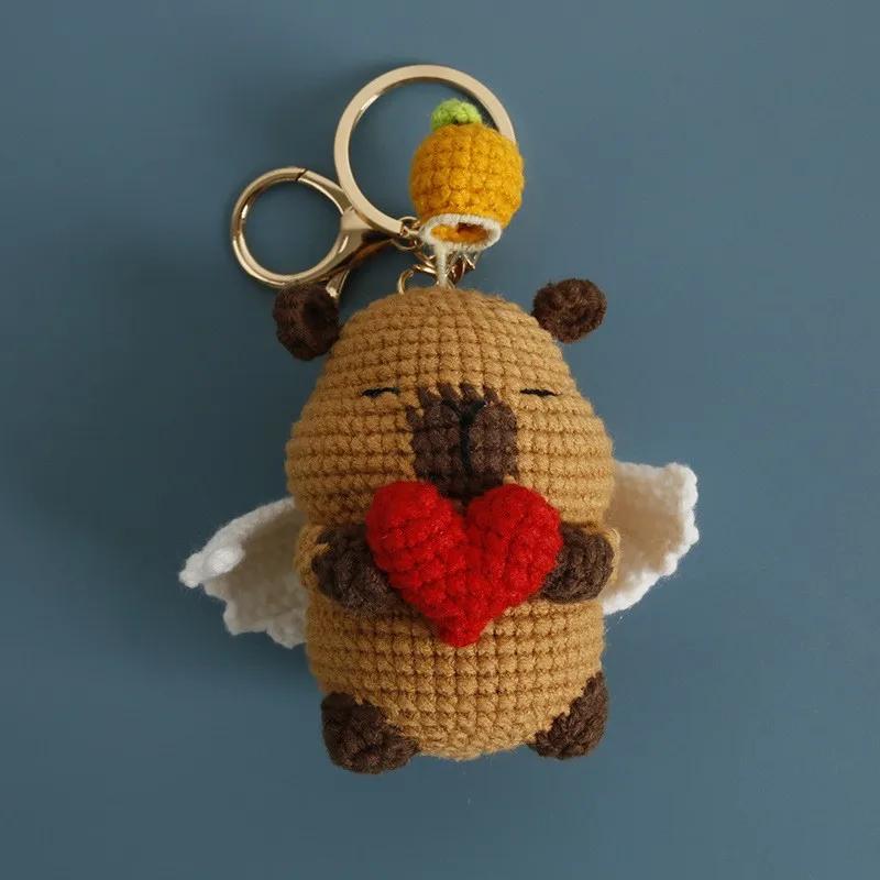 Gebreide Capybara Pop Haakwerk Sleutelhangers Handgemaakt Haakwerk Schattige Capybara Sleutelhanger Grappige Dierlijke Pop Sleutelhangers Op Maat Gemaakte Accessoires brown