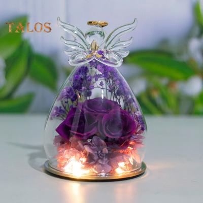Eternal Roses In Angel Glass Cover Tabletop Preserved Flowers Angel Preserved Roses Christmas Gifts for Mom Grandma Wife