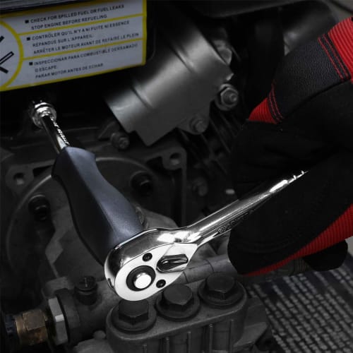 WORKPRO 37-Piece Garage Tool Set with Socket Wrench, Ratchet Wrench, 6.35mm (1/4") Drive, Quick-Release Ratchet Handle, and Steel Case Included