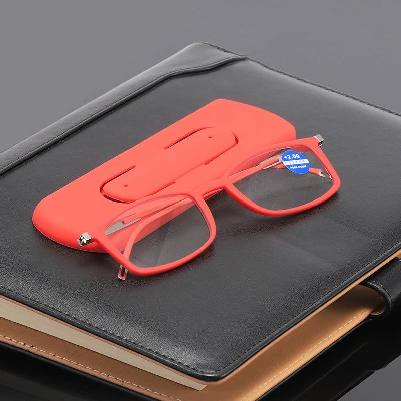 Portable Ultra Thin Reading Glasses With Phone Stands Glasses Case Mini Wallet Presbyopia Eyeglasses Full Frame +1.5 +2.0 +2.5