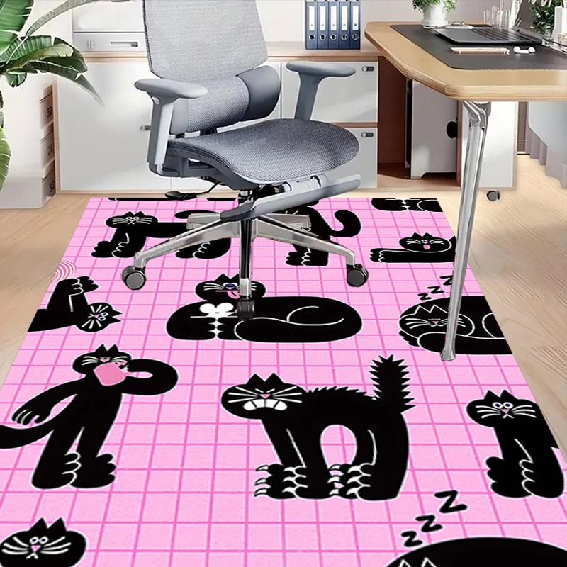 1PC cat pattern Non-Slip Floor Carpet Compatible for Office&Living Room&Dining room - Flat-Weave Machine- Soft & Pattern-E306