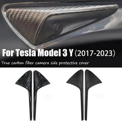 Imitate Carbon Fiber For Tesla 2021 2022 2023 Model Y 3 Fender Side Camera Protective Cover Glossy Matte Color Amagi