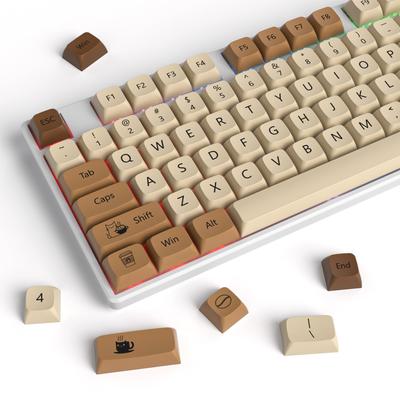 XDA PBT 138 Tasten Farbsublimation Kaffee Katze Kostüm Tastenkappensatz für MX Schalter 60 Gaming Mechanische Tastatur Tastenkappen, Cherry/Gateron Prozent/68/GK61