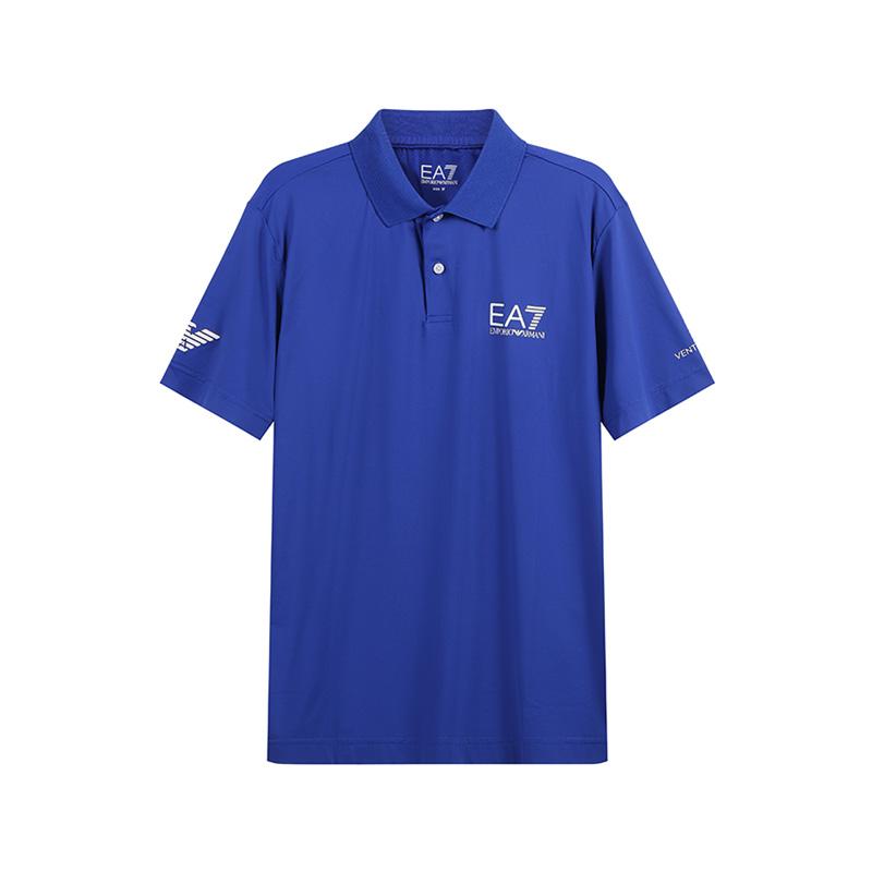 Emporio Armani EA7 SS24 Letter Logo Bedrukte Pullover Korte Mouw Polo Shirt Heren polo shirts Donkerblauw 8NPF23-PJEMZ-1582 L