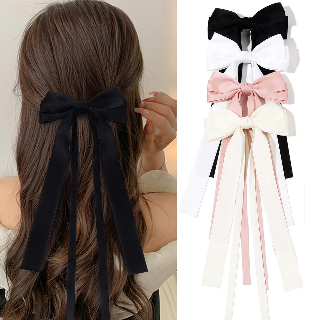 Fashion Fabric Ribbon Hair Bow Hairpin for Women Girls Hair Clips Solid Double Bow Top Clip Female Hair Accessories