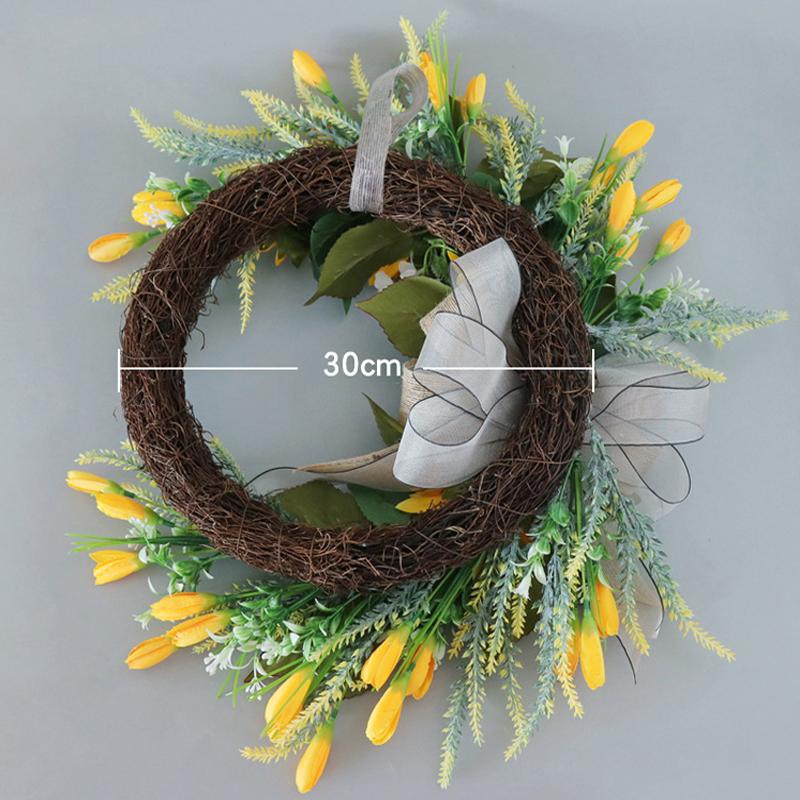 22'' Artificial Sunflower Wreath for Front Door Summer Wreath with Burlap Bow Silk Flower Wreath with Leaves for Home Decoration