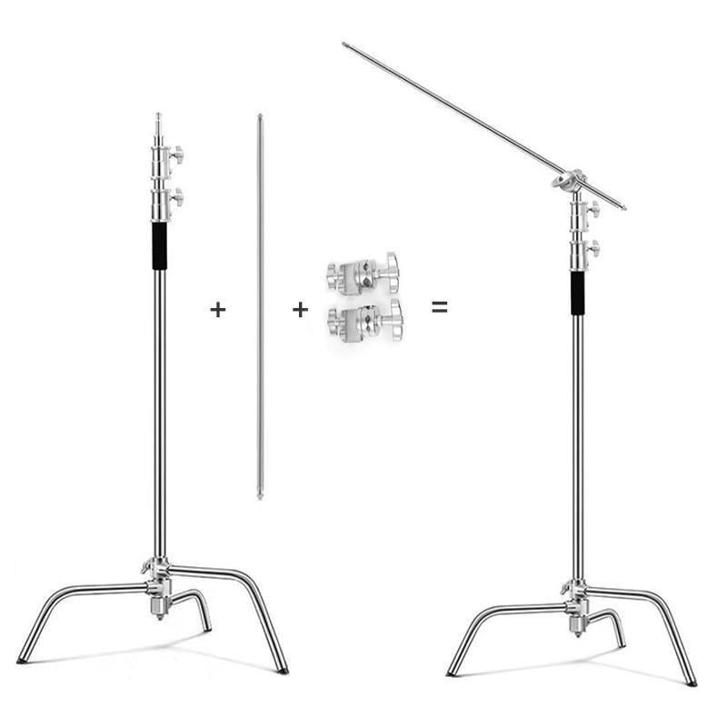 2.1m Stainless Steel Magic Leg Light Stand Set with Clip & 3 Sandbags
