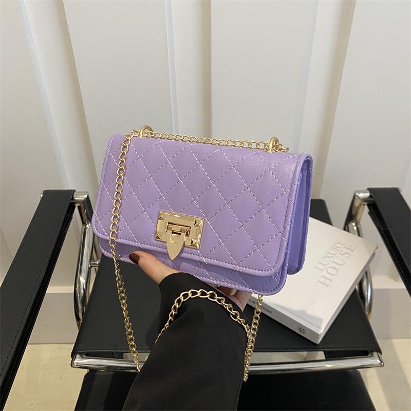 

Маленькая квадратная сумка Niche Diamond Solid Color Chain, новая трендовая модная сумка через плечо, простая и модная женская сумка через плечо