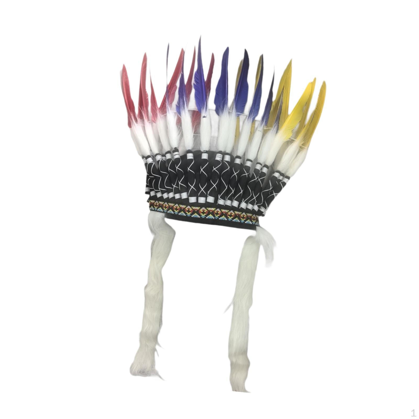 Indian Feather Headdress, American Chief Hat for Show, Halloween