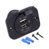 Panel de Toma de Corriente USB Dual Impermeable 3.1A 4.2A Adaptador de Salida de Corriente con Luz LED 12-24V para Coche Barco Marino Móvil