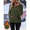Women Half Zip Pocket Plush Hoodie Autumn Winter