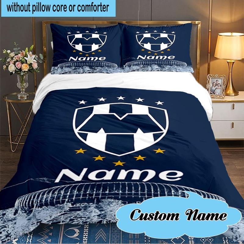 Custom Name Galactic Monterrey Crest Bedding Set 3pcs, Bedding Set Including 1pc Duvet Cover And 2pcs Pillowcases for Bedroom, Dormitory Gift