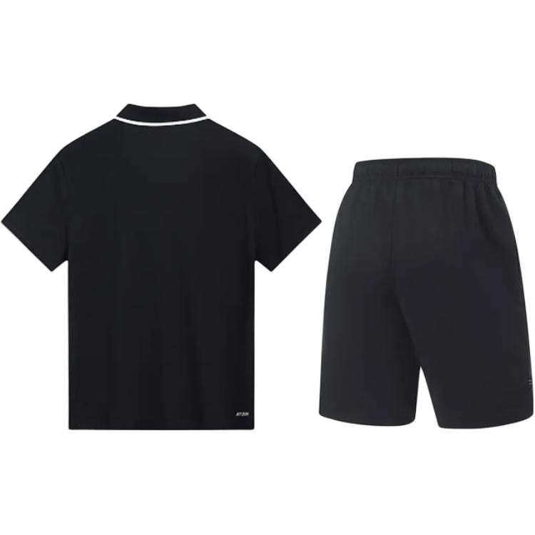 Li-Ning Plain Simple Short Sleeve Polo Shirt Quick Dry Breathable Versatile Shorts Casual Sports Suit Unisex Sportswear YPLU043-2+AKST543-3