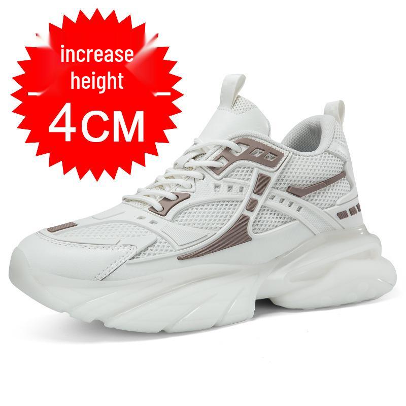 Men's Breathable Mesh Sneakers - 8cm Height Boost, Thick Sole, Running Casual Dad Shoes for Autumn & Winter