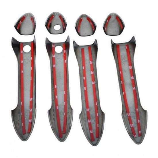 Carbon Fiber Chrome Car Smartkey Door Handle Cover Trim For Honda Pilot 2016-24