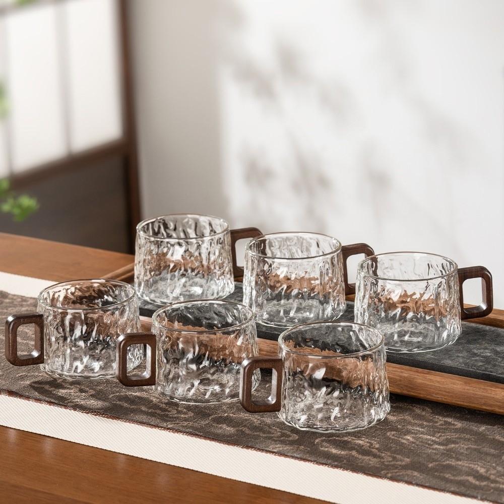 Glacier Pattern Glass Tea Cups High Temperature Resistant Water Cups Stylish Coffee Cups  Office
