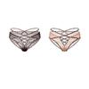 Elegant Leopard Print Lace Cross Breathable Triangle Underwear for Women