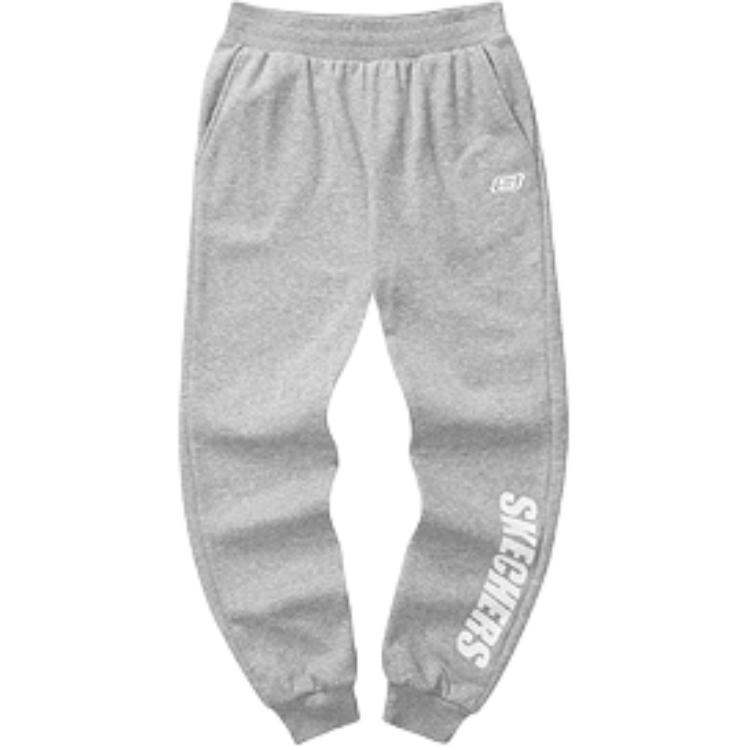 Skechers Basic Casual Series Fleece Lined Warm Cuffed Pants Men bottoms Cloudy-Flower-Gray L321M166-00C4 M