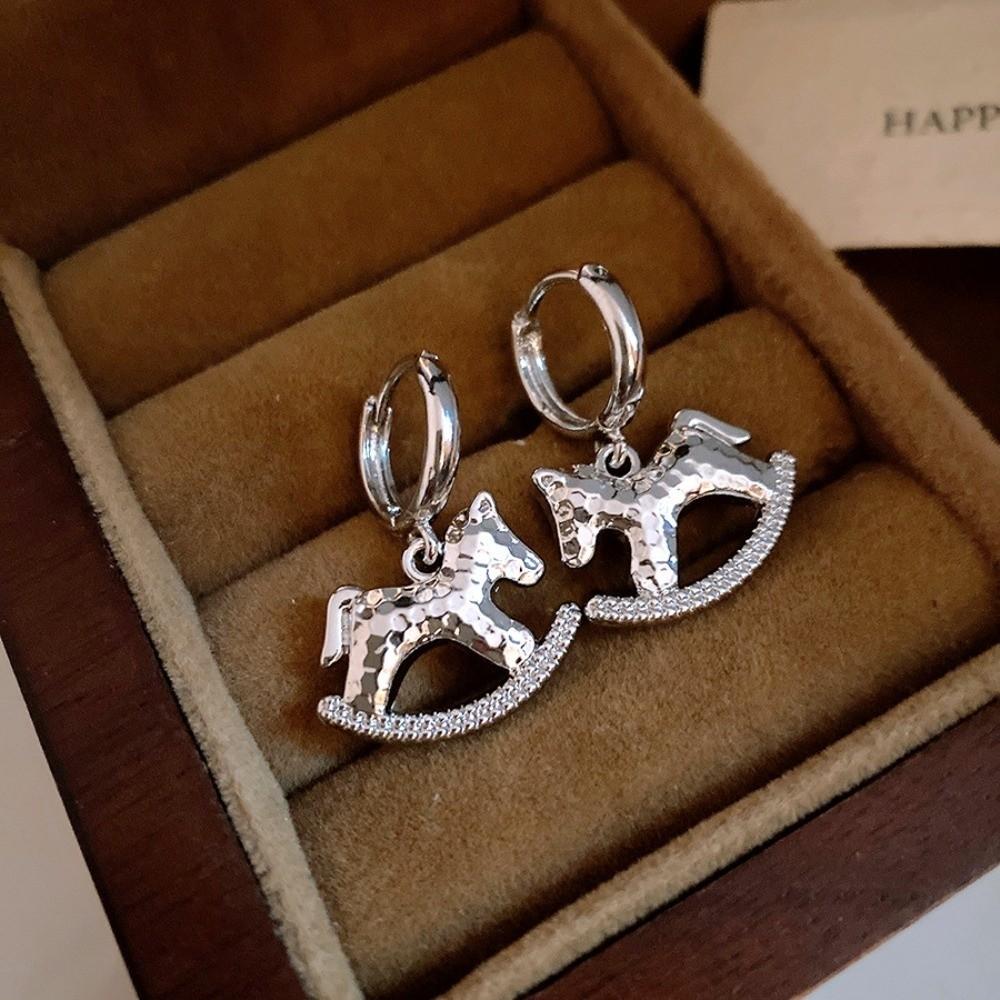 Chinese Horse New Year Zodiac Horse Earrings Rocking Pony Drop Earrings Cartoon Pony Earrings Girl